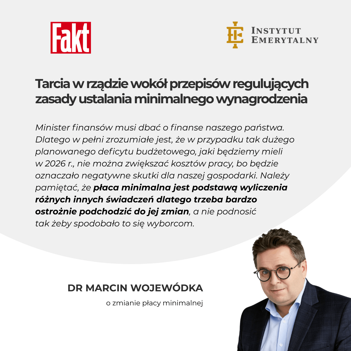 Tarcia w rządzie wokół przepisów regulujących zasady ustalania minimalnego wynagrodzenia – dr Marcin Wojewódka komentuje dla Fakt